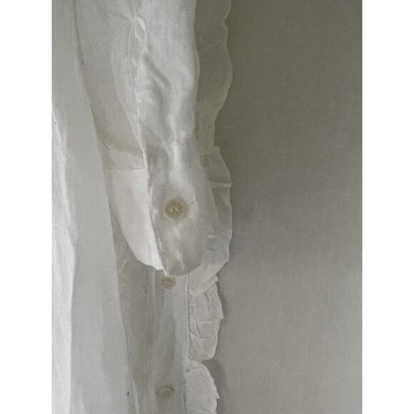 CP Shades Ruffle Top White Size Extra Large Linen Tunic Length - Picture 5 of 7